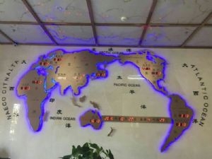 海南中改院大厅世界地图时间钟/世界地图屏/国际时钟