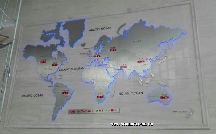 西方式世界地图样式的世界时间钟