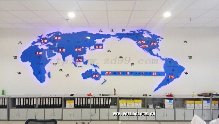 深圳电路板公司定制世界时间地图钟/前台背景世界地图时钟